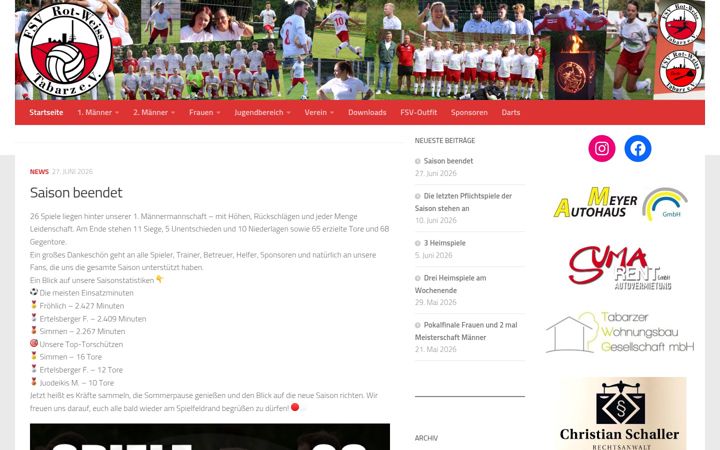 Skjámynd af fsv-tabarz.de