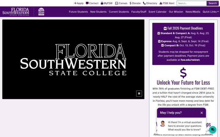 Screenshot of fsw.edu