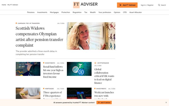 Screenshot of ftadviser.com