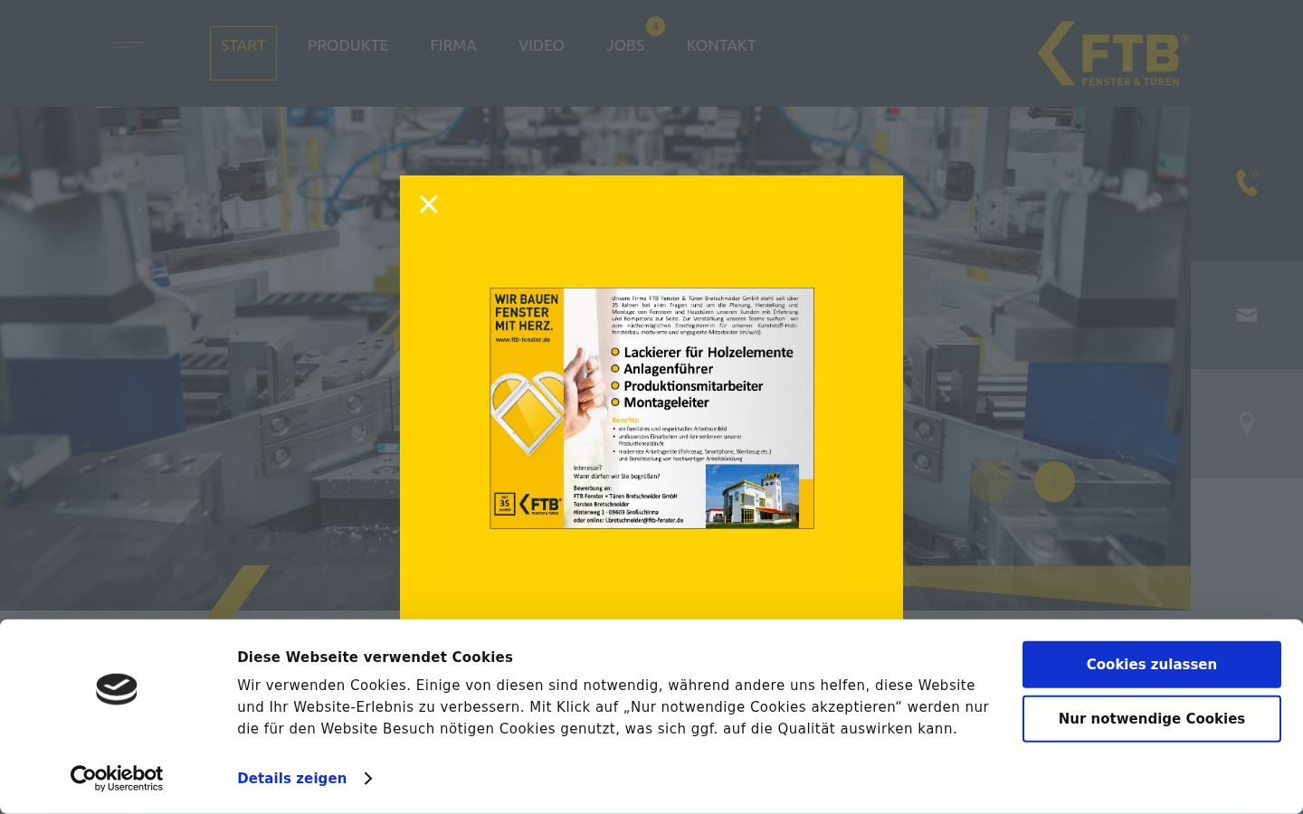 Screenshot des Einwilligungsbanners vor jeglicher Interaktion