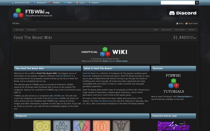 Screenshot of ftbwiki.org