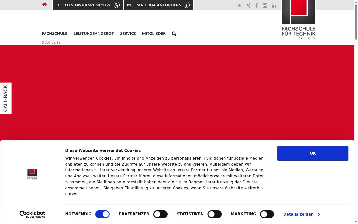 Capture d'écran de la bannière de consentement affichée avant toute interaction
