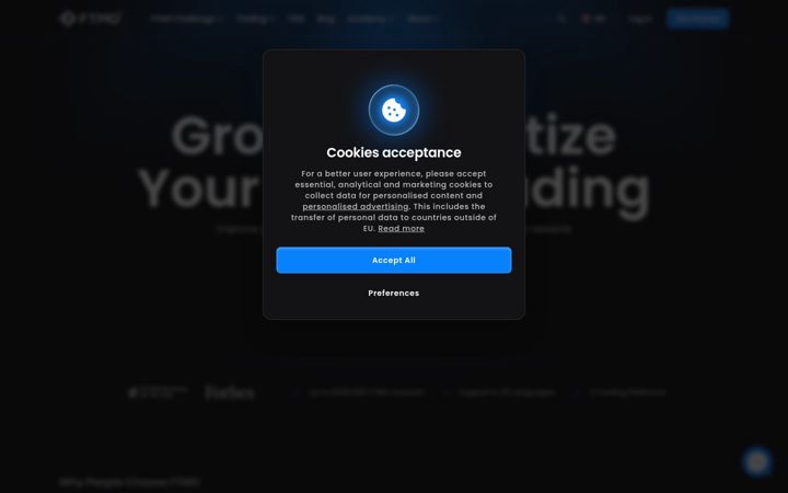 Screenshot di ftmo.com