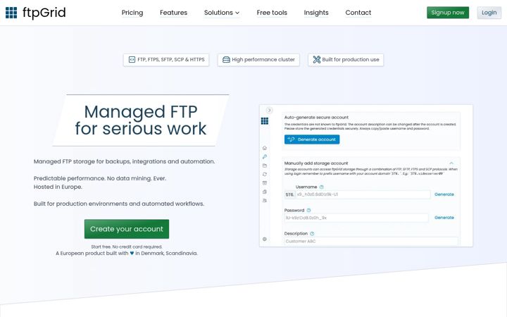 Screenshot of ftpgrid.com