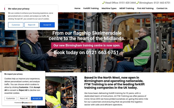 Screenshot of ftwtraining.com
