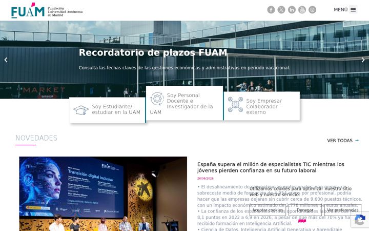 Screenshot stránky fuam.es