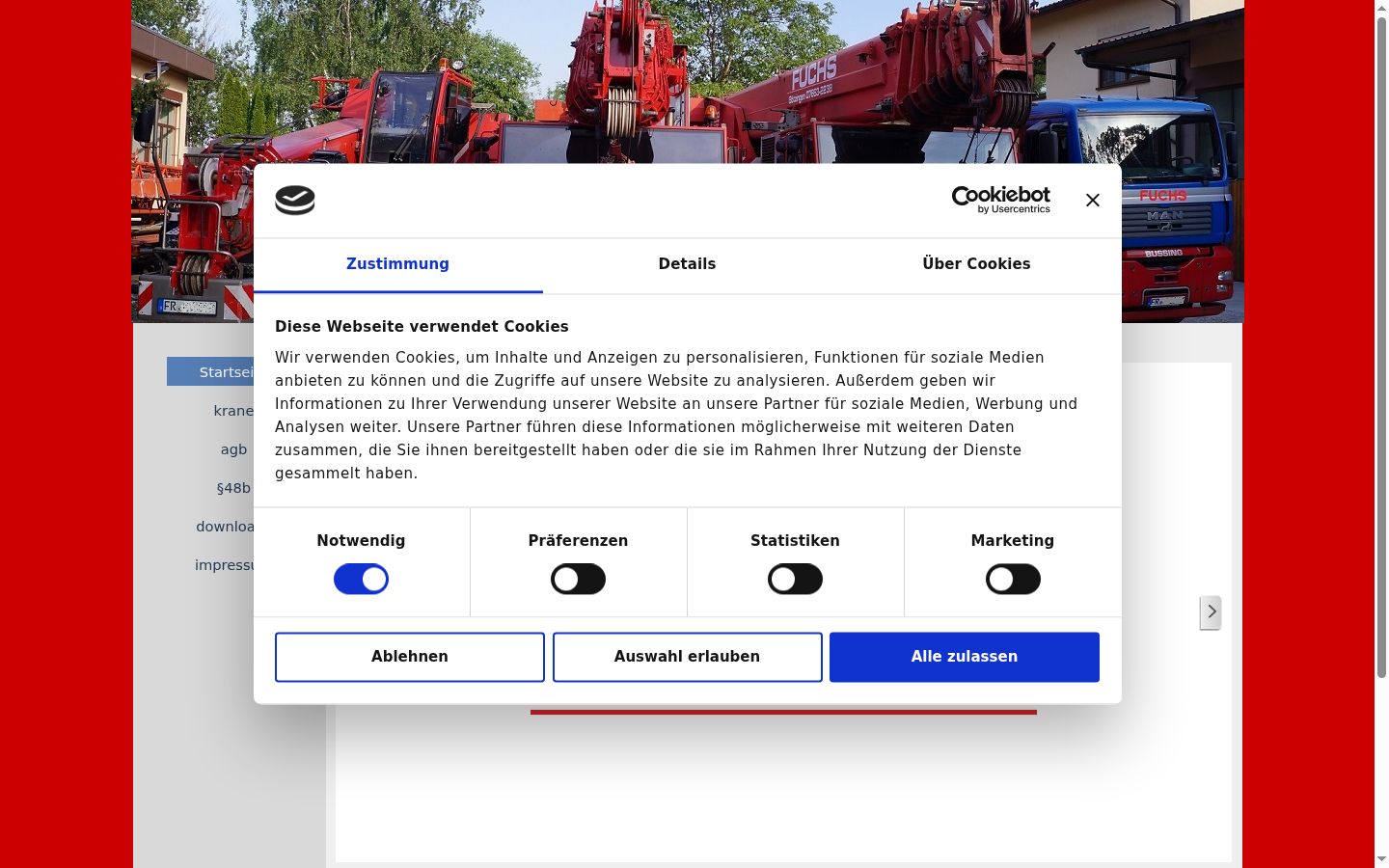 Screenshot del banner di consenso mostrato prima di qualsiasi interazione