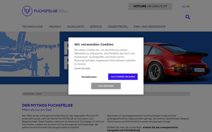 Snímek obrazovky fuchsfelge.de