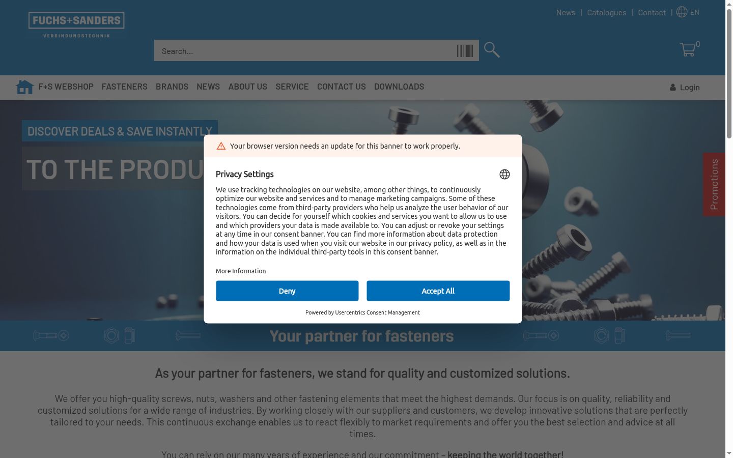 Screenshot of the consent banner shown before any interaction