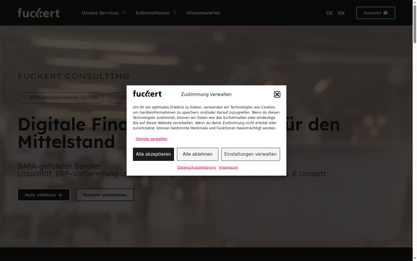 Captura de ecrã do banner de consentimento apresentado antes de qualquer interação