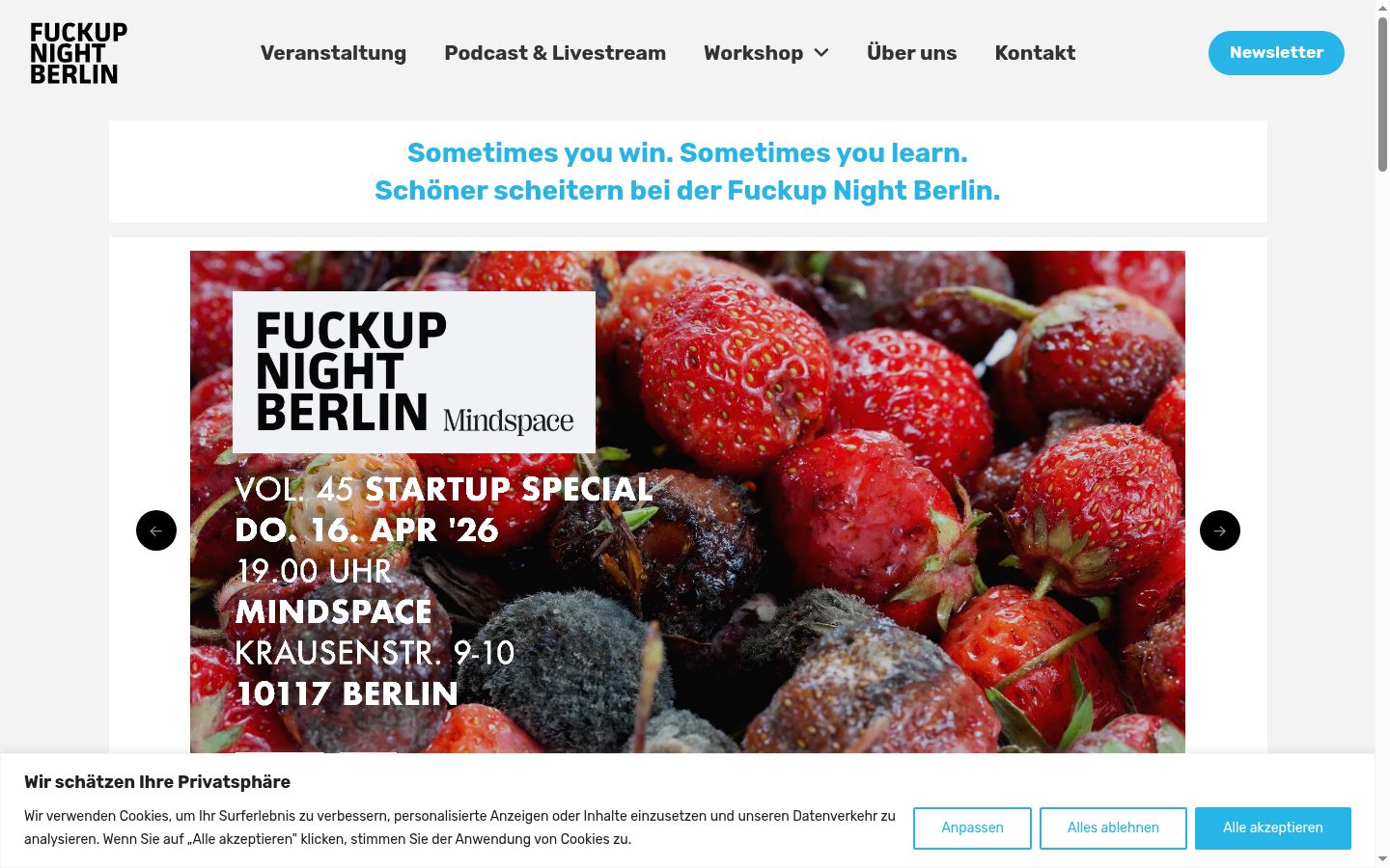 Screenshot of the consent banner shown before any interaction