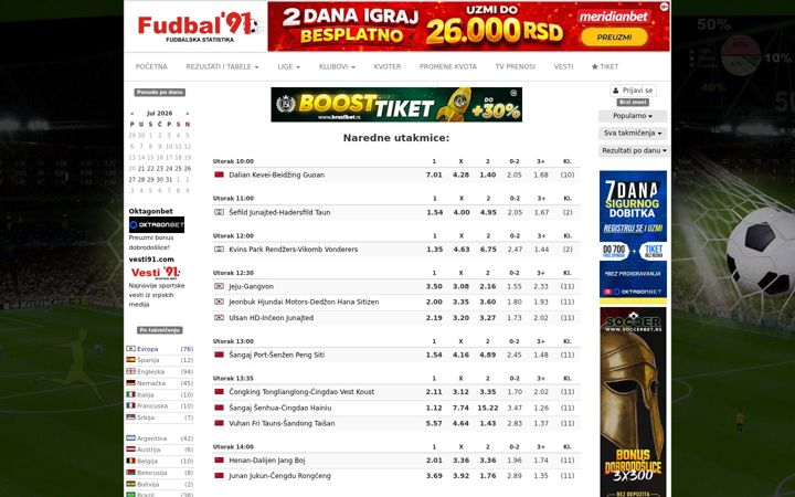 Screenshot of fudbal91.com