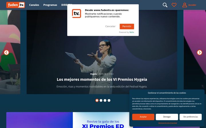 Screenshot stránky fudentv.es