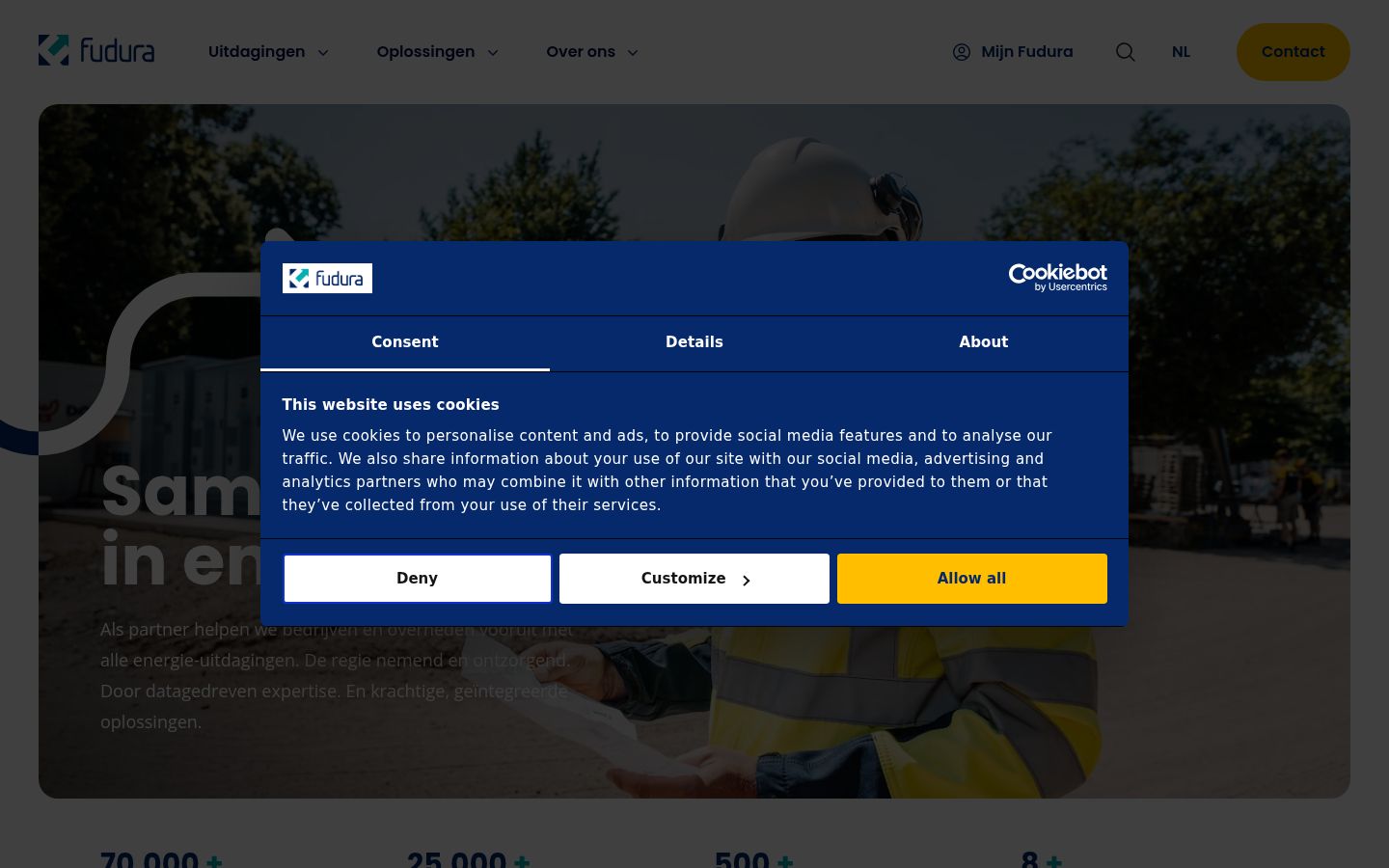 Screenshot del banner di consenso mostrato prima di qualsiasi interazione