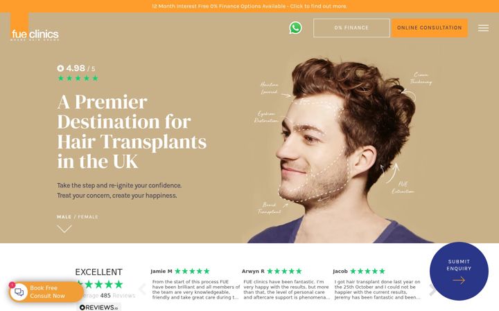 Screenshot of fueclinics.com
