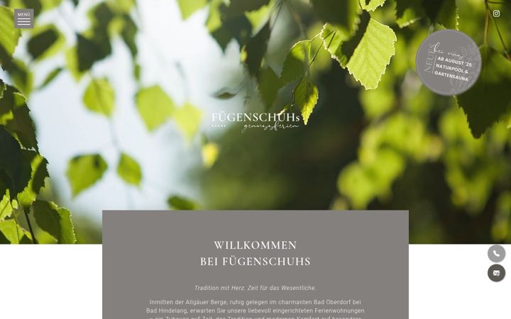 Snímek obrazovky fuegenschuhs-ferienwohnungen.de