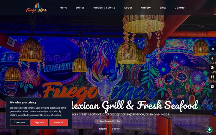 Screenshot of fuegomarmex-grillandseafood.com