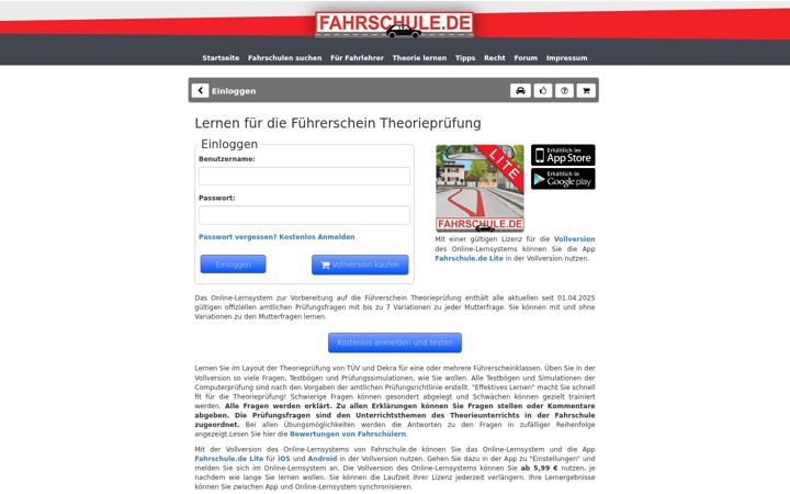Screenshot of fuehrerschein-lernsystem.de
