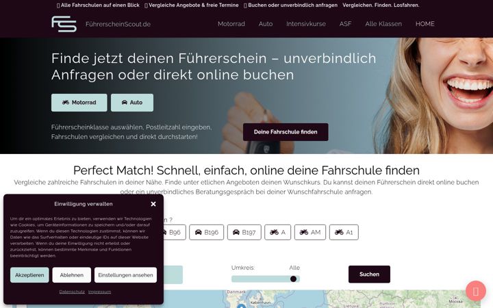 Skjermbilde av fuehrerscheinscout.de