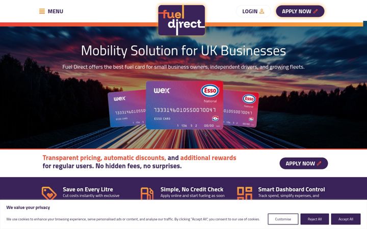 Screenshot van fueldirect.co.uk