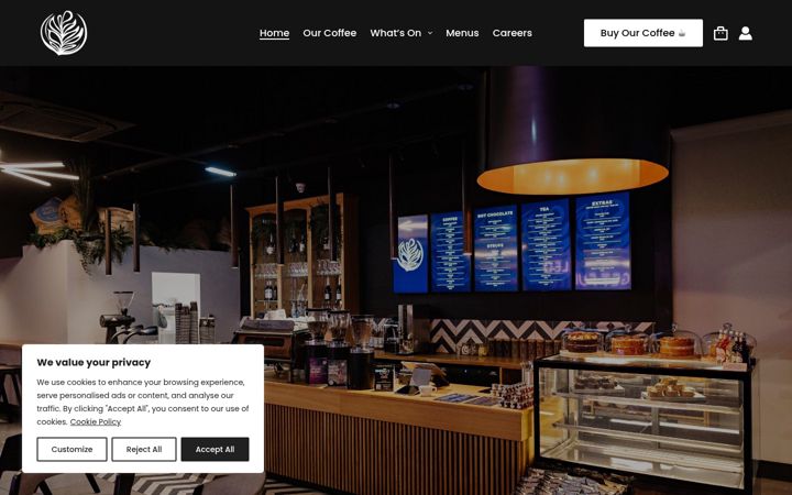 Screenshot van fueledcoffee.co.uk