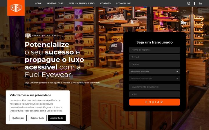 Screenshot of fueleyewear.com.br