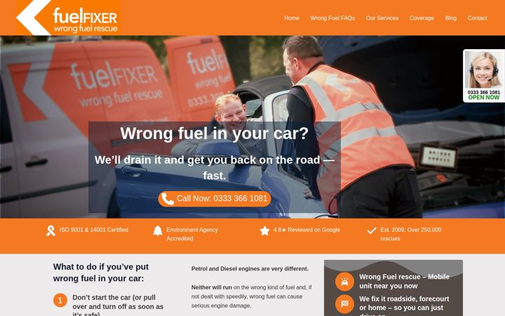 Screenshot van fuelfixer.co.uk
