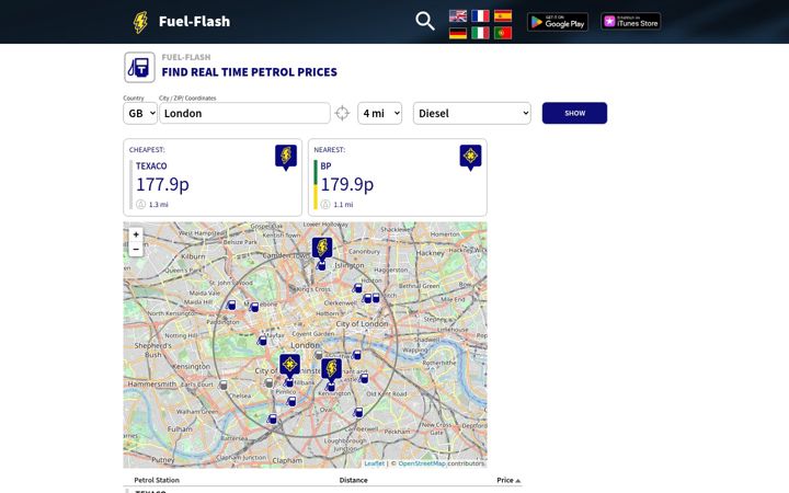 Screenshot van fuelflash.co.uk