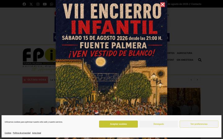 Captură de ecran a fuentepalmerainformacion.es