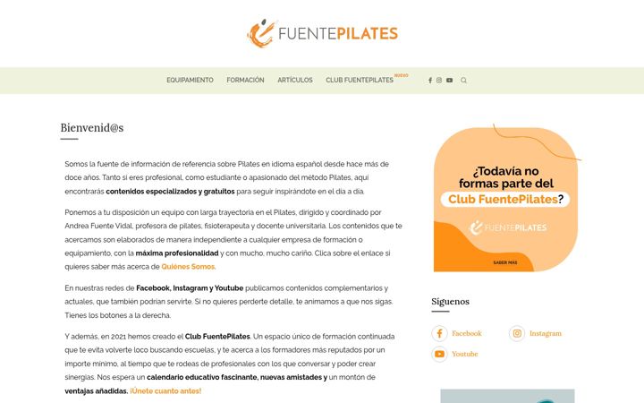 Captură de ecran a fuentepilates.es