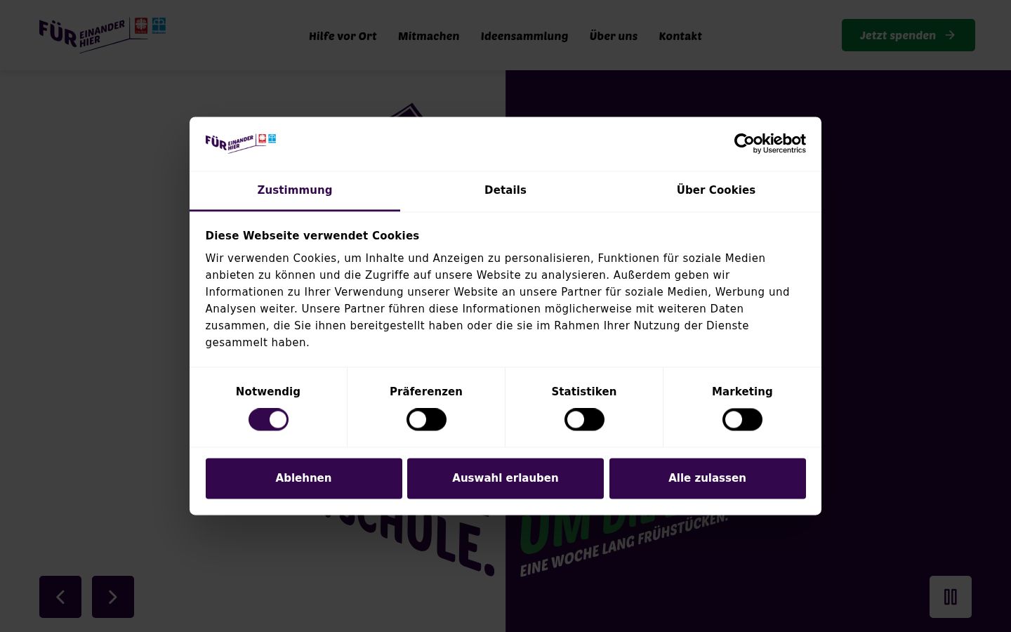 Screenshot tal-banner tal-kunsens muri qabel kwalunkwe interazzjoni