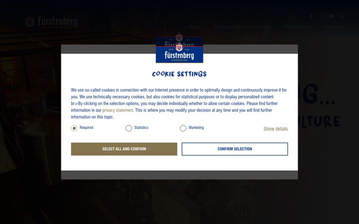 Screenshot of fuerstenberg-beer.com