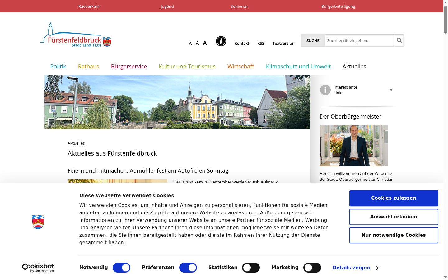 Skjermbilde av samtykkebanneret slik det vises før noen interaksjon