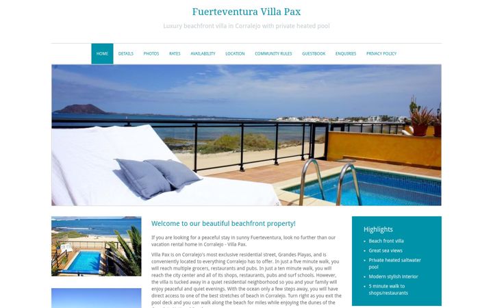 Screenshot of fuerteventuravillapax.com