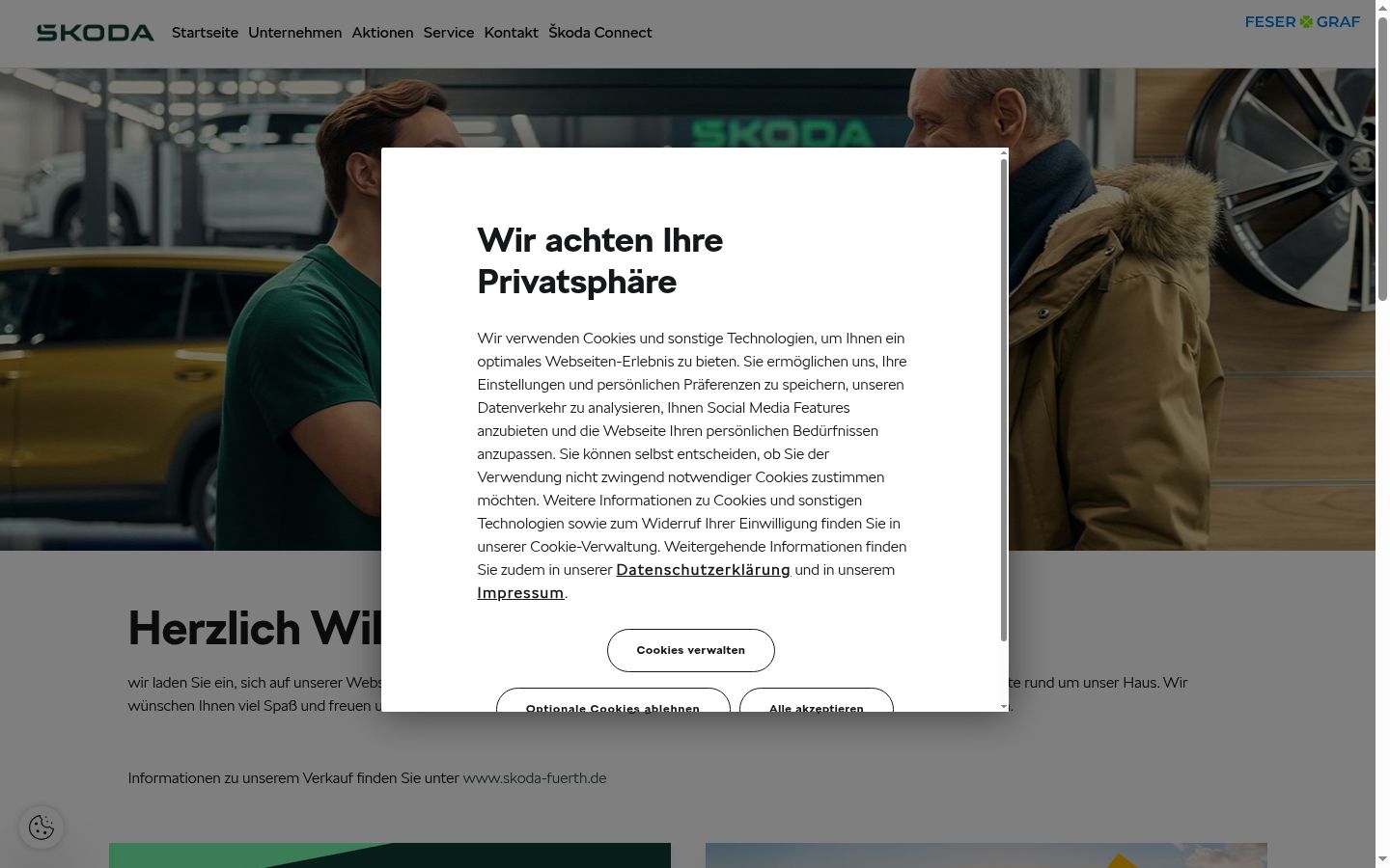 Screenshot van de toestemmingsbanner zoals getoond vóór enige interactie