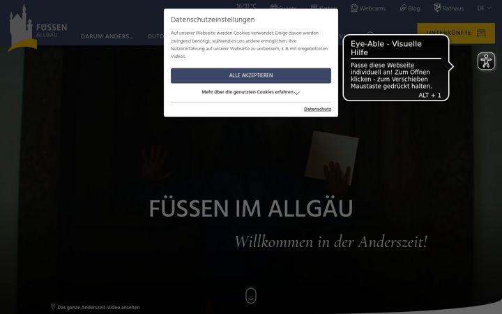 Ekraanipilt saidist fuessen.de
