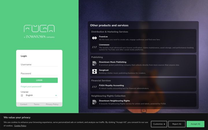 Screenshot of fugamusic.com