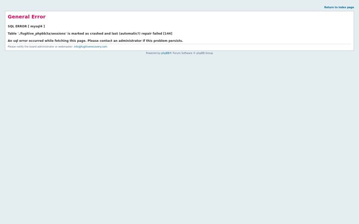 Screenshot of fugitiverecovery.com