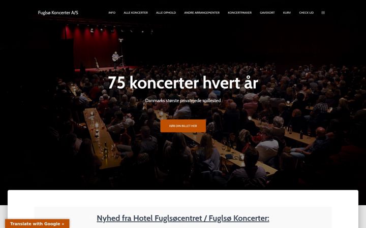 Screenshot of fuglsoebillet.dk