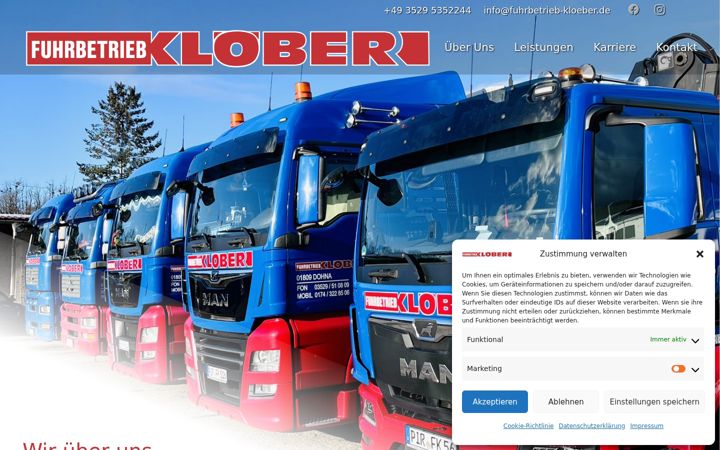 Screenshot of fuhrbetrieb-kloeber.de