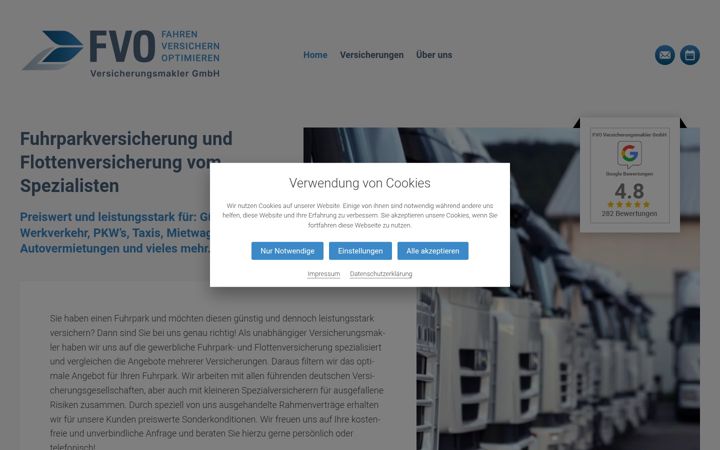 Ekraanipilt saidist fuhrpark-versicherung.de
