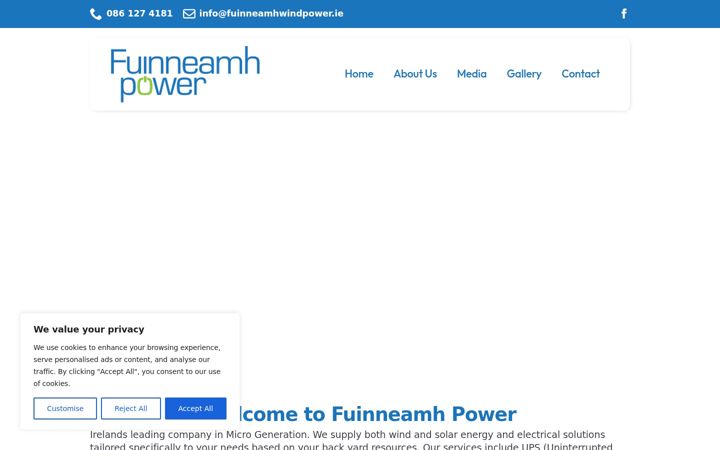 Ekraanipilt saidist fuinneamhwindpower.ie