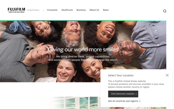 Screenshot of fujifilmusa.com
