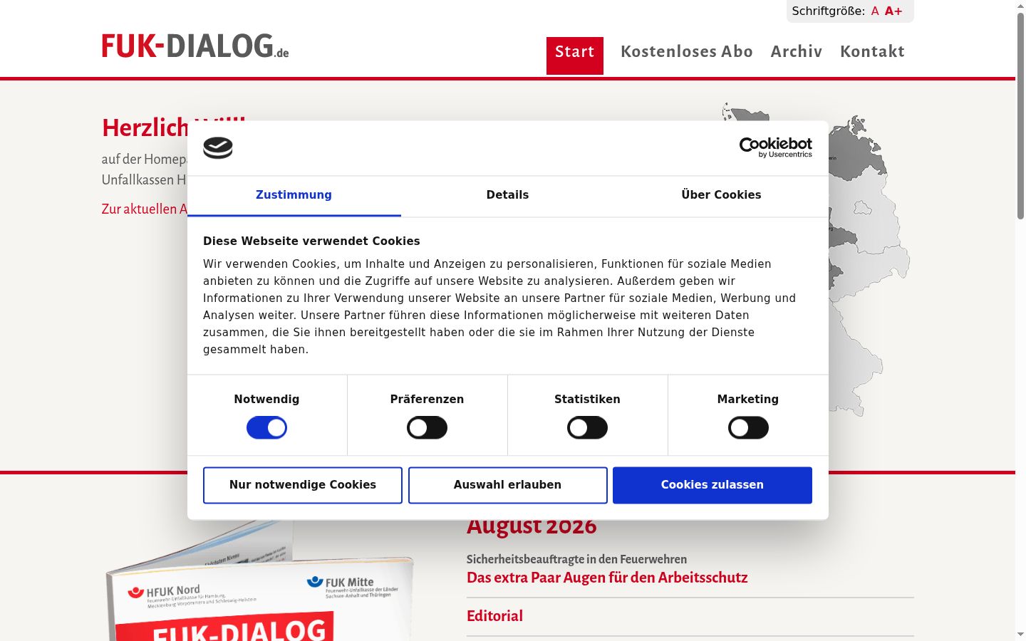 Screenshot του banner συγκατάθεσης που εμφανίστηκε πριν από οποιαδήποτε αλληλεπίδραση