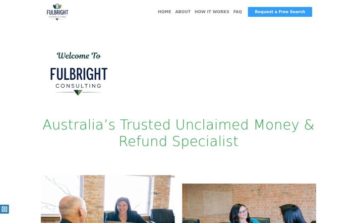 Snímek obrazovky fulbrightconsulting.com.au