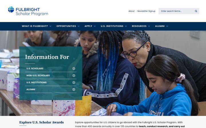 Screenshot του fulbrightscholars.org