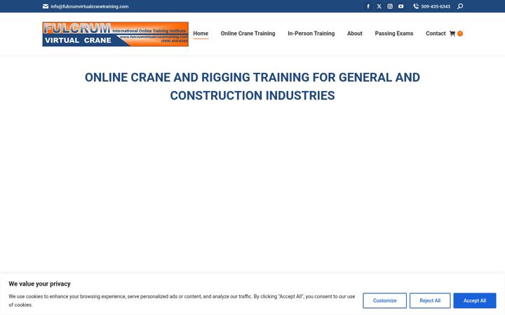 Screenshot of fulcrumvirtualcranetraining.com