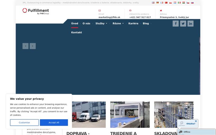 Snímek obrazovky fulfillment.sk