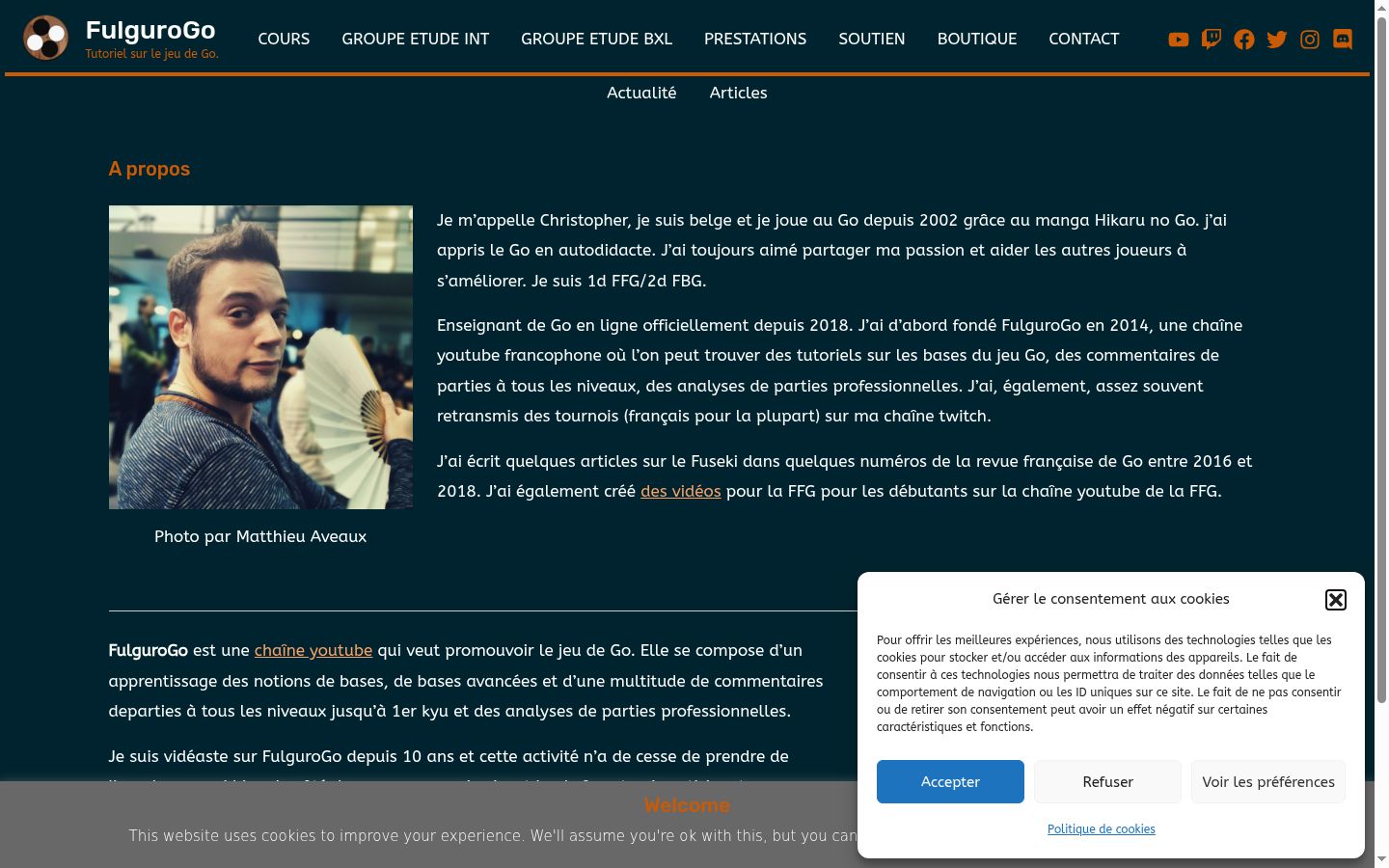 Capture d'écran de la bannière de consentement affichée avant toute interaction