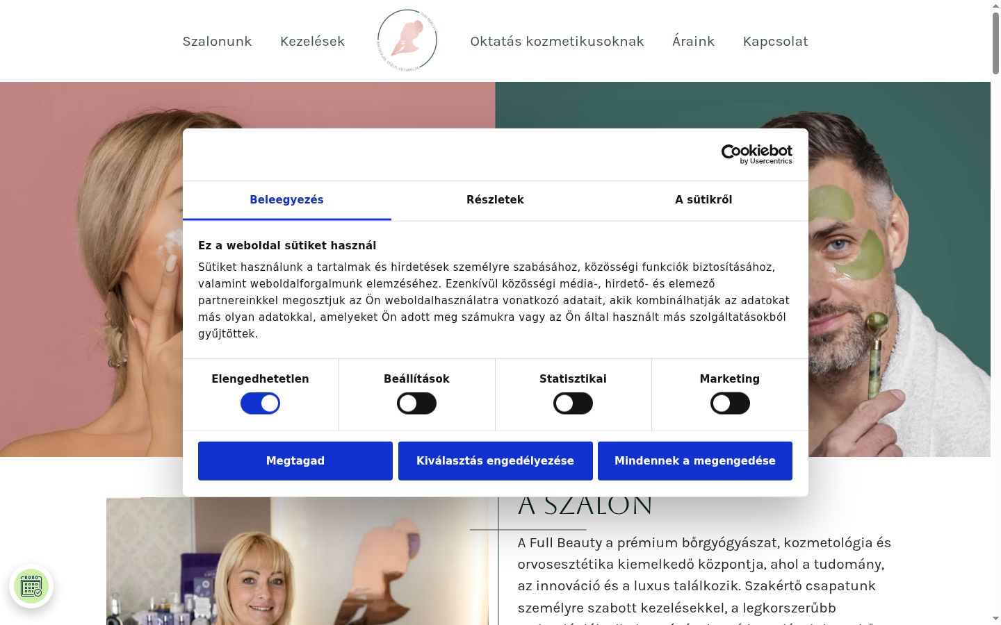 Képernyőkép a bármilyen interakció előtt megjelenő hozzájárulási bannerről